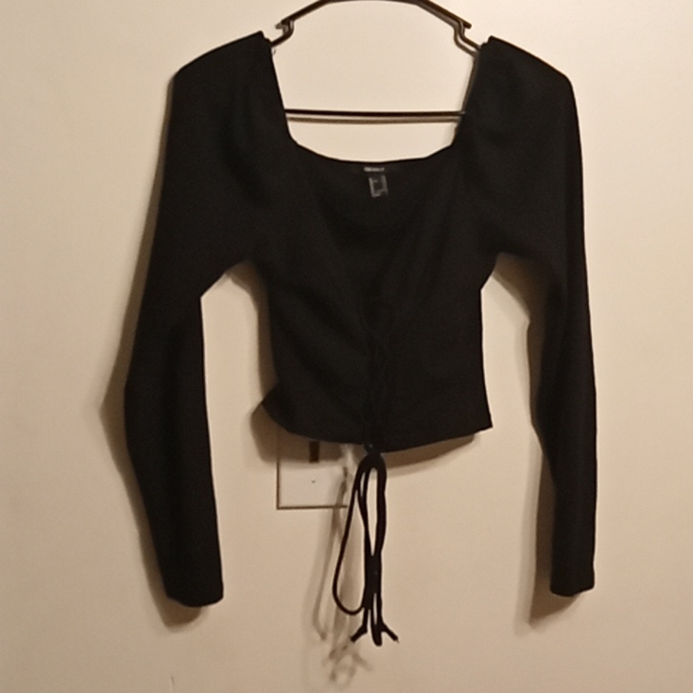Forever 21 Front Lace Up Long Sleeve Crop Top Size Small